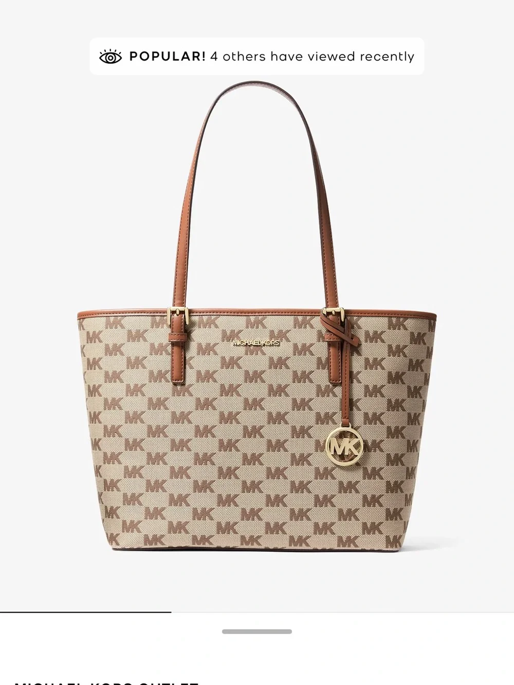 Michael Kors Brown & Beige MK Logo Jacquard Tote